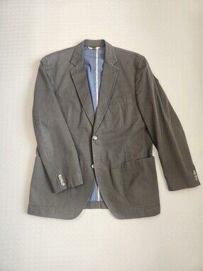 Kroon Blazer Men's 40R Dark Grey 100% Cotton Bono Unlined Sport Coat Preppy